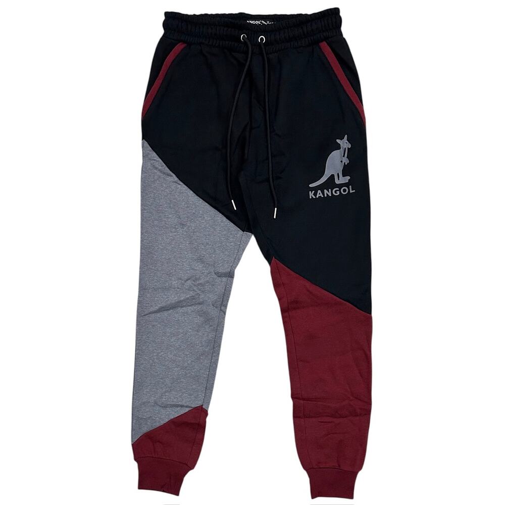 Kangol Men's Colorblock Fleece Jogger Sweatpants in Black/Maroon